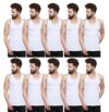 Apolo Jimmy Box Of 10 White Cotton Regular Fit Vest Innerwear Sando Baniyan For Men (M)