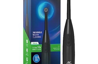 Ant Esports Alpha 360 Oscillation Electric Toothbrush With 2 Brush Heads, Sonic Toothbrushes 28,000 Vpm, Ipx7, Ergonomic Designs, Last Long For 40Days – Black