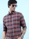 Highlander Men Checkered Casual Brown Shirt