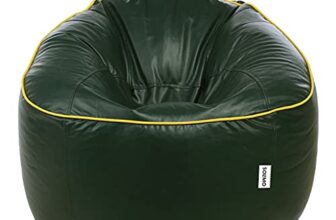 Amazon Brand – Solimo Muddha Xxxl Bean Bag Filled With Beans (Dark Green With Yellow Piping)