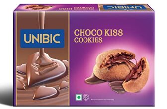 Unibic Foods India Pvt Ltd Choco Kiss Cookies 250G, Filled With Chocolate, Rich & Indulgent Snack Delicious Creamy Flavors, Crunchy And Choco Cream Centred Biscuits Made For Chocoholics