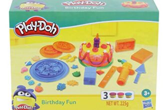 Play-Doh Birthday Fun Playset For Kids 3 Years And Up With 3 Non-Toxic Colors