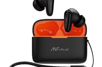 Ant Value Wave 40 Tws, Wireless Earbuds Bluetooth 5.3 Headphones With 45Ms Ultra Low-Latency And 40 Hrs Talk Time,Ergonomic Design,Deep Bass Music Mode Headset Built-In Microphone, Stereo Sound, Black