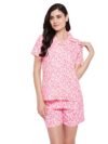 Clovia Women’S Rayon Pretty Florals Button Me Up Shirt & Shorts Set (Ls0141J22_Pink_L)