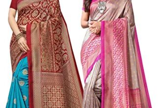 Siril Women’S Printed Poly Silk Saree With Blouse Combo Pack Of 2(1770S401_2438S887_Maroon||Dusty Grey)