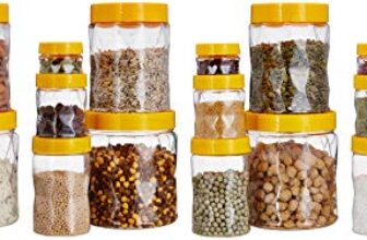 Amazon Brand – Solimo Plastic Wavy Pattern Storage Container Set With Wide Mouth (20 Pieces, Large)