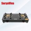 SURYAVIVA Photon 2B BK Toughened 2 Cast Iron (Igniton,Black) Glass Manual Stove(2 Burners)