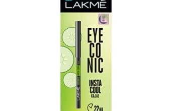 Lakme Eyeconic Insta Cool Kajal, Black, Cooling Kohl Liner With Cucumber, Twist Up Pencil – Waterproof, Smudge Proof & Long Lasting Eye Makeup, Glossy, 0.35 G