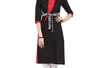 Ethnicjunction Women’S Cotton Rayon Red & Black Valentine Day Special Kurta (Medium, Black & Scarlet Red)