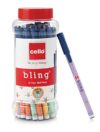 Cello Bling Pastel Ball Pen | Blue Ball Pen | Jar Of 25 Units | Best Ball Pens For Smooth Writing | Ball Point Pen Set | Pens For Students | Office Stationery Items | Best Pen For Exam