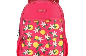 Lavie Sport 26 Litres Lime Floral Printed School Backpack For Girls | Stylish And Trendy Casual Backpack
