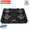 Khaitan 4 Burner Active with Forged Burners Black Toughened Glass Manual Gas Stove(4 Burners)