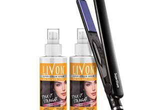 Livon Super Styler Serum For Women & Men For Hair Straightening |Straighter Hair Up To 12 Hours & 5X Less Breakage | With Heat Activated Proteins | 100 Ml (Pack Of 2) With Syska Hair Straightener
