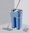 Stellix Mop With Bucket For Floor Cleaning|Flat Mop With Telescopic Stick For Cleaning Floor|Wet & Dry Cleaning Operation With Self Clean System|Equipped With 2 Microfiber Pad|Small Blue