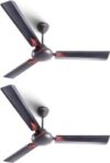 Longway Creta P2 1200 mm Ultra High Speed 3 Blade Ceiling Fan(Smoked Brown, Pack of 2)