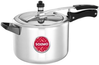 Amazon Brand Solimo – Sleek Induction Bottom Aluminium Pressure Cooker – 5 Liter (Inner Lid)