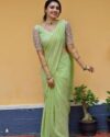Rudra Fab Embellished Bollywood Chiffon Saree(Green)