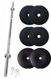 Fitbox Sports Home Gym – W/A Barbell Rod & Weigth Plates 20Kg (2.5Kg X 4 + 5Kg X 2), Black (9506)