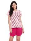 Clovia Women’S Cotton Print Me Pretty Top & Boxer Shorts Set (Ls0410S22_Pink_L)