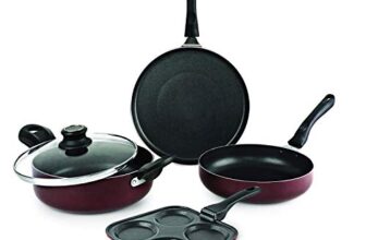 Cello Prima Uttapam Non Stick Induction Base Aluminium Cookware Combo, (Red, Cherry)
