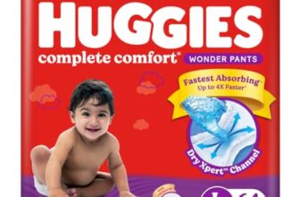 Huggies Complete Comfort Wonder Pants Large (L) Size (9-14 Kgs) Baby Diaper Pants, 64 Count| India’S Fastest Absorbing Diaper With Upto 4X Faster Absorption | Unique Dry Xpert Channel
