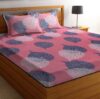 Vas Collections 144 Tc Microfiber Double Abstract Flat Bedsheet(Pack Of 1, Pink)