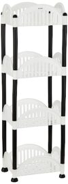 Amazon Brand – Solimo Four-Tier Multipurpose Plastic Rack For Kitchen, Living Room, Bathroom (Convex, Black And White)