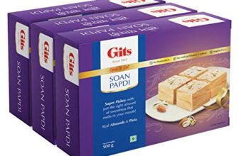 Gits Soan Papdi, Ready To Eat Indian Dessert, Pure Veg, Preservative Free, 1500G (Pack Of 3, 500G Each), White