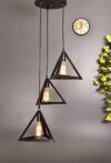 Tu Casa Hg-37 3 Level Triangle Metal Pendant Light Iron Holder Type E-27 Size 18X18X40″-(Electric,Bulb Not Included)