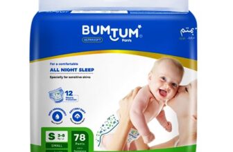 Bumtum Baby Diaper Pants, Small Size 78 Count, Double Layer Leakage Protection Infused With Aloe Vera, Cottony Soft High Absorb Technology (Pack Of 1)