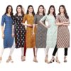 Pinkmint Women’S Crepe Digital Print Straight Kurta [Pack Of 6] (Cke-353-330-333-341-343-332-Xl)