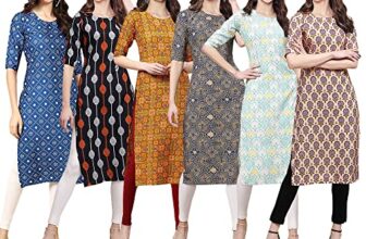Pinkmint Women’S Crepe Digital Print Straight Kurta [Pack Of 6] (Cke-353-330-333-341-343-332-Xl)
