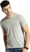 Roadster Solid Men Round Neck Grey T-Shirt