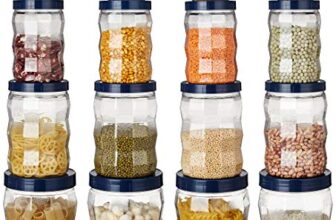 Amazon Brand – Solimo Plastic Storage Container Set (16 Pieces, Edge Pattern, Royal Blue)