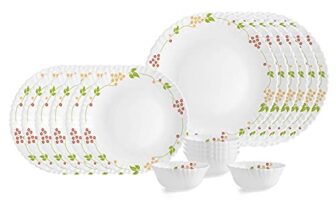 Cello Opalware Dazzle Secret Garden Dinner Set, 18Pcs, White