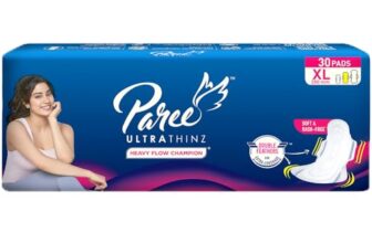Paree Ultra Thinz Soft & Rash Free Sanitary Pads For Women (Trifold) | Xl- 30 Pads|Double Feathers | Disposable Covers|Wide Coverage|Quick Absorption