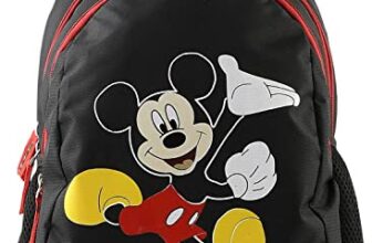 Heart Home Polyester Waterproof Disney Mickey Mouse Print Backpack|Sturdy School Bag For Kids,14 Inch (Black)