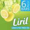 Liril Lime and Tea Tree Oil Bath Soaps,Paraben Free Soap Bar(6 x 125 g)