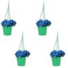 Klassic Hanging Bucket Style Metal Planter Pot With Chain (Green, Set Of 4)