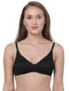 Macrowoman Women Cotton Seamless Bra (Black_36C)