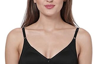 Macrowoman Women Cotton Seamless Bra (Black_36C)