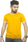 Sanjuex Solid Men Round Neck Yellow T-Shirt