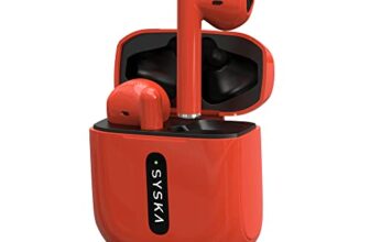 Syska Sonic Buds Ieb450 True Wireless Earbuds With Ultra Sync Technology, 20Hr Play Backtime, Tap N Play Touch Control, Light Weight, Ipx4 Water Resistant (Cherry Red, Made In India)