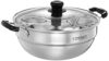 Amazon Brand – Solimo Stainless Steel Multi Kadai Induction Base, With Glass Lid & 2 Idli Plates