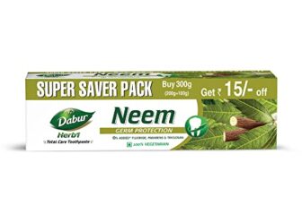 Dabur Herb’L Neem 300G (200G + 100G) – Germ Protection Toothpaste With No Added Fluoride And Parabens