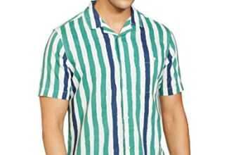 Amazon Brand – House & Shields Men’S Striped Regular Shirt (Hs-S22-Cs-06_Green-Brush Stroke M)