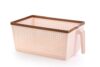 Nayasa Frill No. 1 Plastic Rectangular Fruit Basket (Peach And Brown, Small)