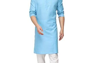 Ashtang Men’S Cotton Blend Solid Regular Fit Plain Kurta (Pln K= Sky 34 Xs)