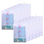 Kuber Industries Hanging Saree Cover | Non-Woven Brush Painting Pattern Saree Cover | Saree Covers For Home | Saree Cover With Small Transparent View | Pack Of 12 | Orange