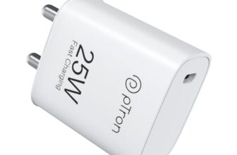 Ptron 25W Type C Mobile Charger Superfast Charging Compatible For Samsung S20 Fe/S20+/S21/S21+/S21 Fe/S21 Ultra/S22/S23/M14 5G/M15/M32/M33 5G/M34/A05/A15/A35/A54/F14, Pps Pd – Volta Fc19 (White)